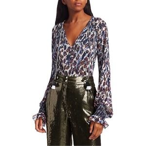 Derek Lam 10 Crosby Helena Floral Pleated Blouse